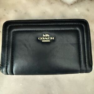 Coach Black IM/Black Multi wallet SNK EMB Medium ID Zip Leather